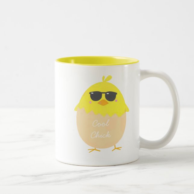 Tasse 2 Couleurs Cool Chick funky Pâques jaune poussin (Droit)