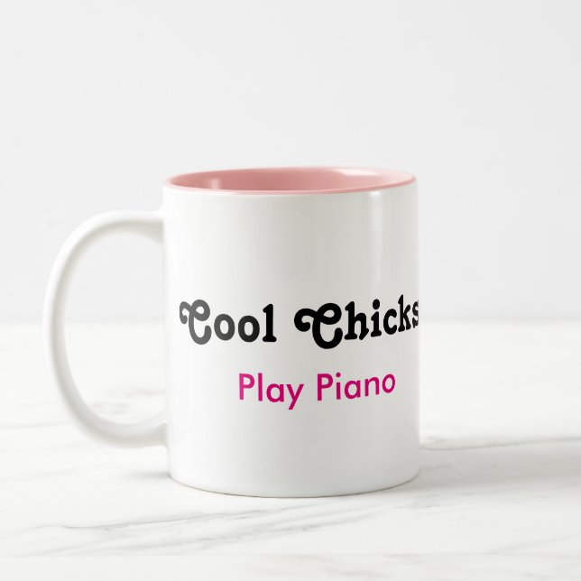 Tasse 2 Couleurs Cool Chicks Jouer Piano (Gauche)