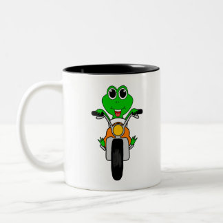 Tasse 2 Couleurs Cool Frog Riding A Motorcycle Cartoon