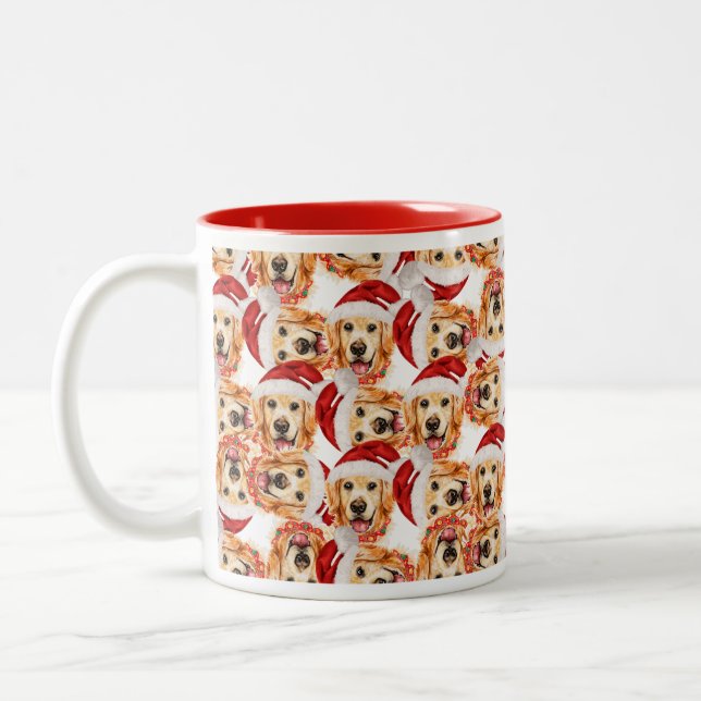Tasse 2 Couleurs Cool Golden Retriever Motif de Noël (Gauche)
