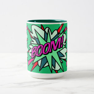 Tasse 2 Couleurs Cool Moderne Bande dessinée BOOM Fun