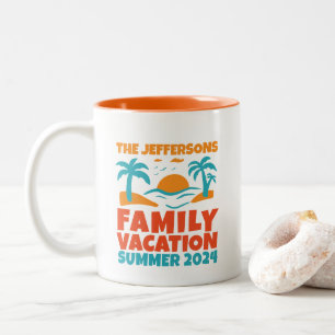 Tasse 2 Couleurs Cool Retro Famille Reunion Plage vacances