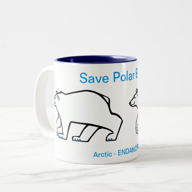 Tasse 2 Couleurs Cool Sauver des OURS polaires - Guerrier de la fau (Devant gauche)