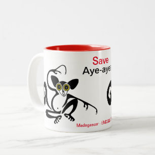 Tasse 2 Couleurs Cool -Save AYE-AYES -Graphique animal en voie de d