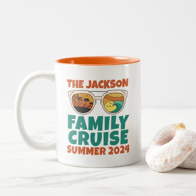 Tasse 2 Couleurs Cool Sunglass Famille Croisière Vacances Voyage (Avec donut)