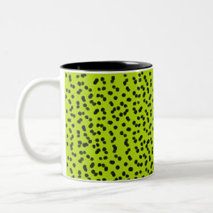 Tasse 2 Couleurs Cool Vert clair Dalmatien Noir Spots Peints
