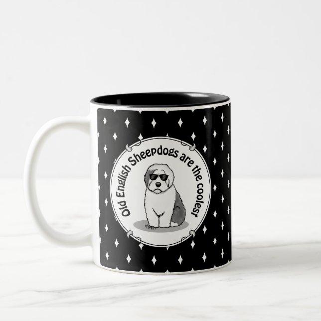 Tasse 2 Couleurs Cool Vieux Chien à mouton anglais (Grey 1) Mignonn (Gauche)