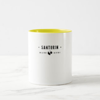 Tasse 2 Couleurs Coordonnées de Santorin avec Globe et Étoiles