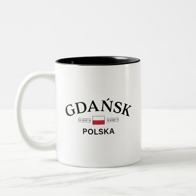 Tasse 2 Couleurs Coordonnées polonaises de Gdansk Polska (Pologne) (Gauche)