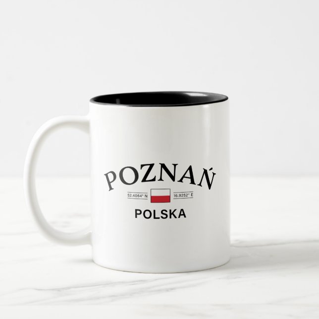 Tasse 2 Couleurs Coordonnées polonaises Poznan Polska (Pologne) (Gauche)