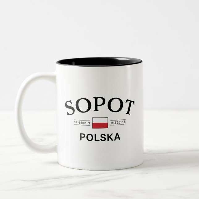 Tasse 2 Couleurs Coordonnées polonaises Sopot Polska (Pologne) (Gauche)