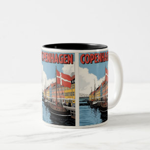 Tasse 2 Couleurs Copenhague vintage Danemark maisons colorées cadea