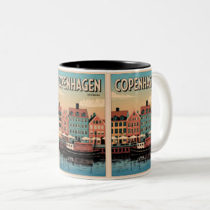 Tasse 2 Couleurs Copenhague vintage Danemark maisons colorées cadea