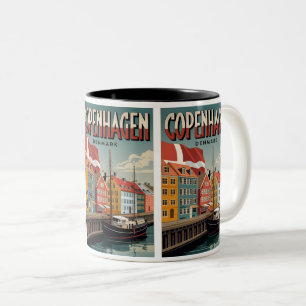 Tasse 2 Couleurs Copenhague vintage maisons colorées cadeaux