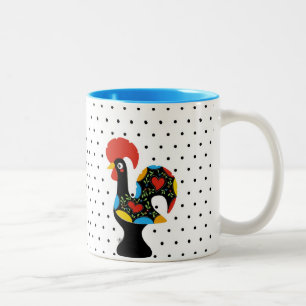 Tasse 2 Couleurs Coq célèbre de Barcelos Nr 09 - pois
