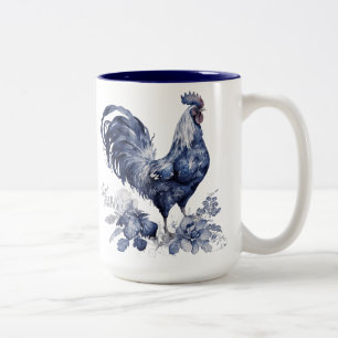Tasse 2 Couleurs "Coq" Style Blue Willow Personnalisé
