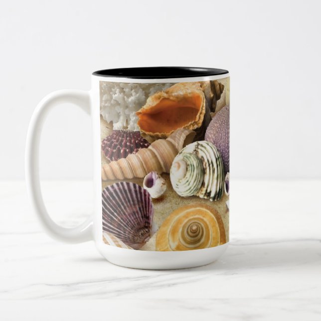Tasse 2 Couleurs Coques de mer sur la plage (Gauche)