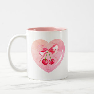 Tasse 2 Couleurs Coquette esthétique Bow rose Elégante aquarelle