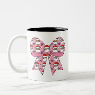 Tasse 2 Couleurs Coquette Noël Nœud Rose Père Noël Vintage Rétro