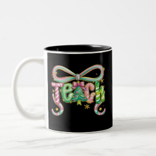 Tasse 2 Couleurs Coquette Prépée Enseigne Noël Enseignant Vacances 