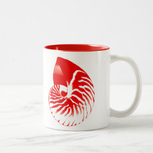Tasse 2 Couleurs Coquille de nautile - rouge foncé et blanc