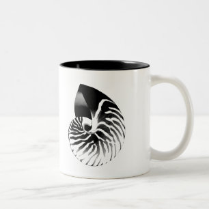 Tasse 2 Couleurs Coquille de Nautilus - noir, gris et blanc