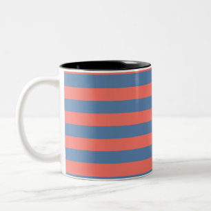 Tasse 2 Couleurs Corail vivant et bleu Pacifique Lignes horizontale