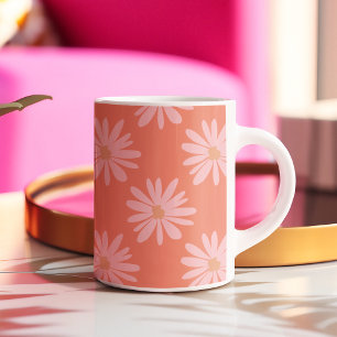Tasse 2 Couleurs Coral Peach BOHO Daisy Motif Floral