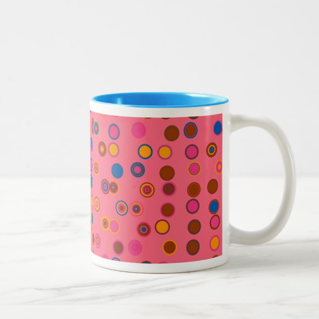 Tasse 2 Couleurs Coral rose bubblegum cercle géométrique motif (Droit)