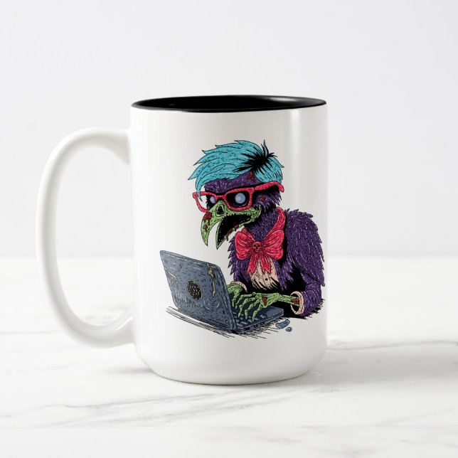 Tasse 2 Couleurs Corbeau d'ordinateur zombie (Gauche)