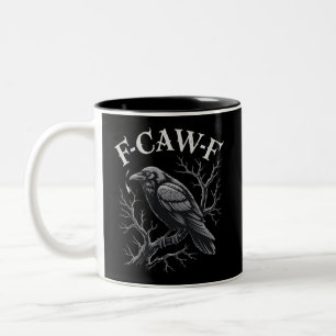Tasse 2 Couleurs Corbeau noir F-Caw-F drôle oiseau noir lune gothiq