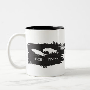 Tasse 2 Couleurs Corbeau Odin Viking Mythologie runes runique