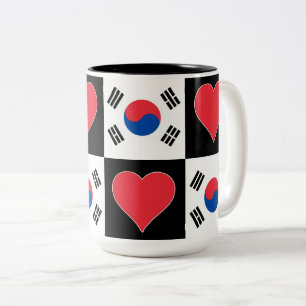 Tasse 2 Couleurs Corée du Sud Drapeau Coeur Motif patriotique corée