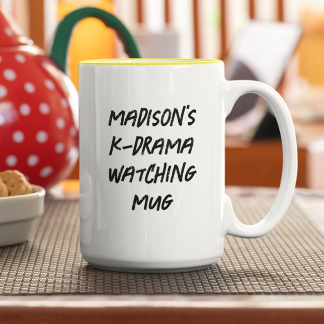 Tasse 2 Couleurs Coréen regarder le drame personnalisé (Créateur téléchargé)