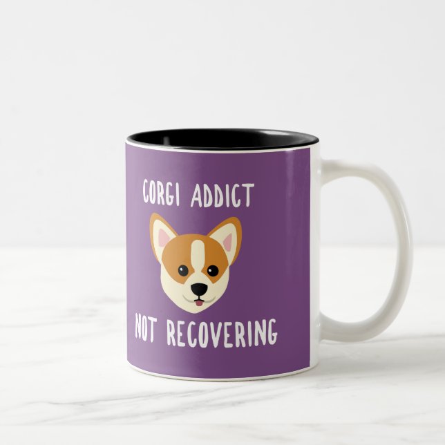 Tasse 2 Couleurs Corgi Addict ne se rétablissant pas (Droit)