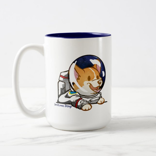 Tasse 2 Couleurs Corgi dans le costume d'espace (Gauche)