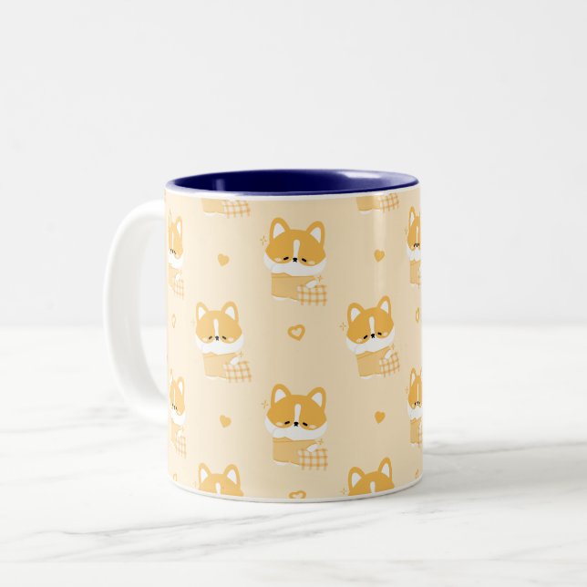 Tasse 2 Couleurs Corgi mignon (Devant gauche)