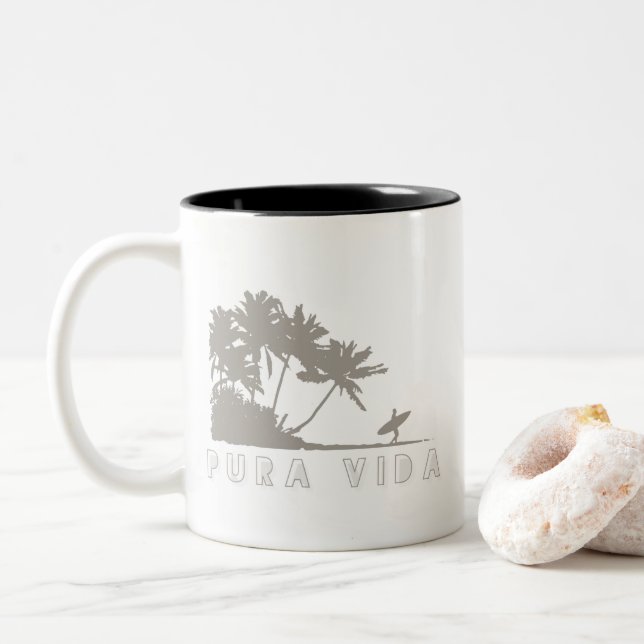 Tasse 2 Couleurs Costa Rica Surf Pura Vida (Avec donut)