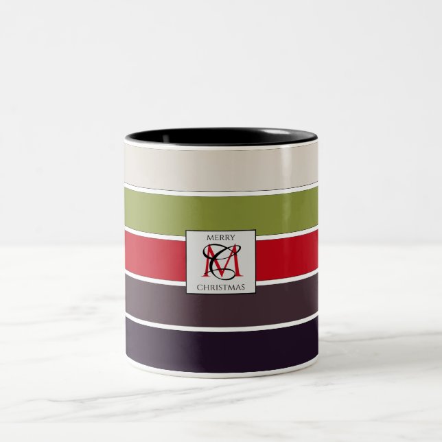 Tasse 2 Couleurs Cosy Noël Pastel Couleur Palette Monogramme (Centre)