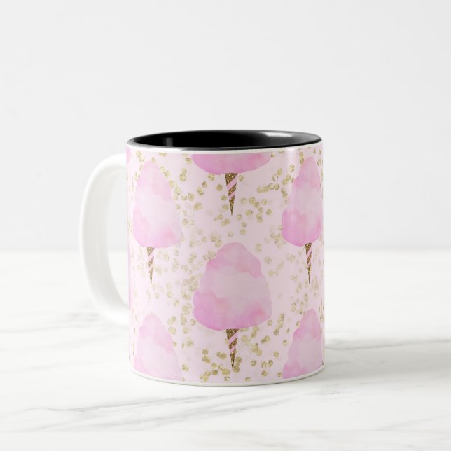 Tasse 2 Couleurs Coton rose Bonbons & Parties scintillant or mignon (Devant gauche)
