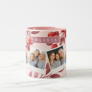 Tasse 2 Couleurs Cottage Botanique Personnalisé aux Baies Rouges d'