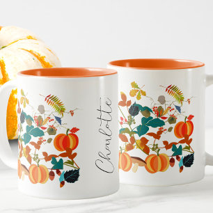 Tasse 2 Couleurs Cottagecore Orange Vert Citrouille Automne