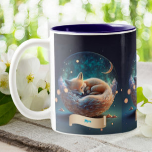 Tasse 2 Couleurs Couchage de Fox mignon dans Globe Stars Lune Perso