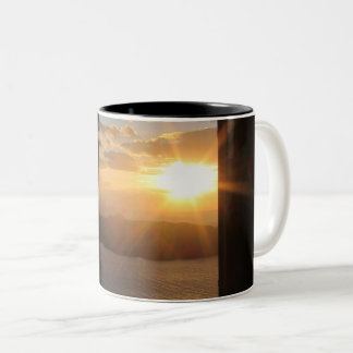 Tasse 2 Couleurs Coucher de soleil à Santorin par la porte