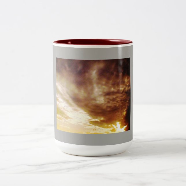Tasse 2 Couleurs Coucher de soleil jaune nuageux (Centre)