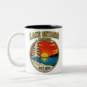 Tasse 2 Couleurs Coucher de soleil Pop Art du lac Ontario Canada de