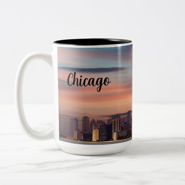 Tasse 2 Couleurs Coucher de soleil profond Chicago (Gauche)