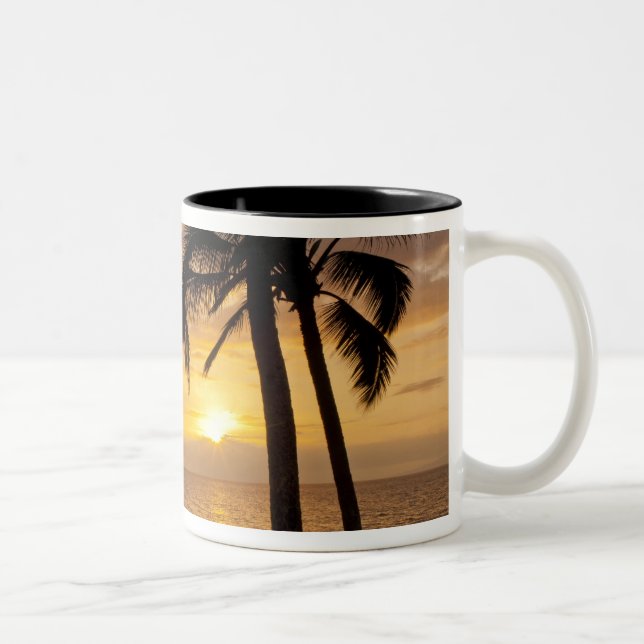 Tasse 2 Couleurs Coucher de soleil sur palmier (Droit)