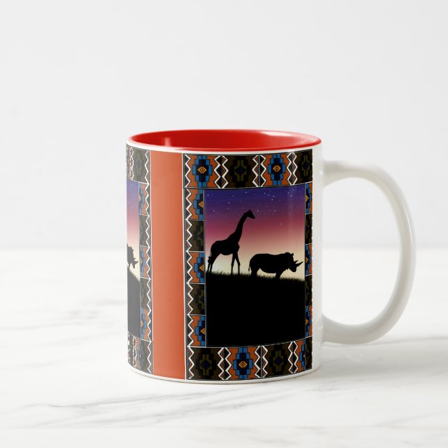 Tasse 2 Couleurs Coucher du soleil, animaux africains (Droit)