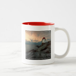 Tasse 2 Couleurs Coucher du soleil au phare de colline de château
